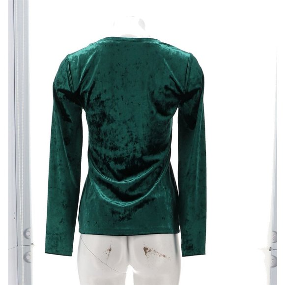 NWT SKINNYGIRL GIANA CRUSHED VELVET SQUARE NECK TOP BOTANICAL GARDEN GREEN MED. - Picture 6 of 13